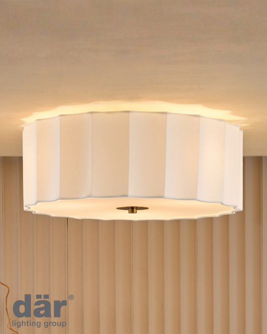 Dar Lighting Noura 3 Light Ivory & White Flush
