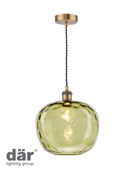 Dar Lighting Ochon Easy Fit Green Glass Pendant (Shade Only)