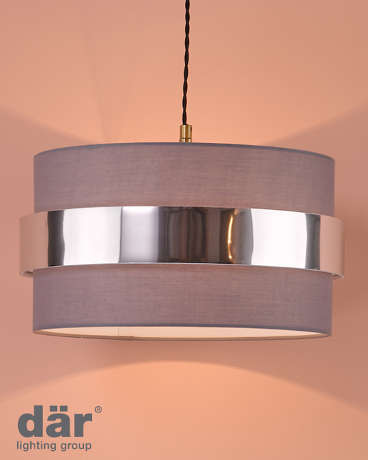 Dar Lighting Oki Grey Easy Fit Shade With Chrome Band