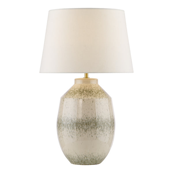 Dar Lighting Omari Green Ceramic & Antique Brass Table Lamp With Shade