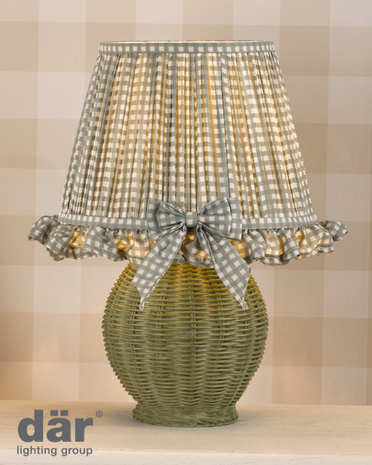 Dar Lighting Omer Matt Green & Antique Brass Table Lamp With Shade