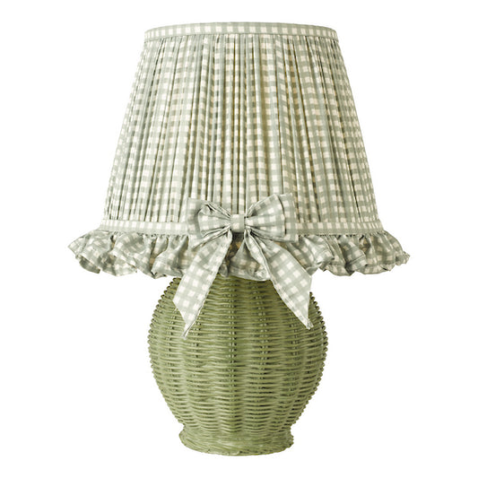 Dar Lighting Omer Matt Green & Antique Brass Table Lamp With Shade