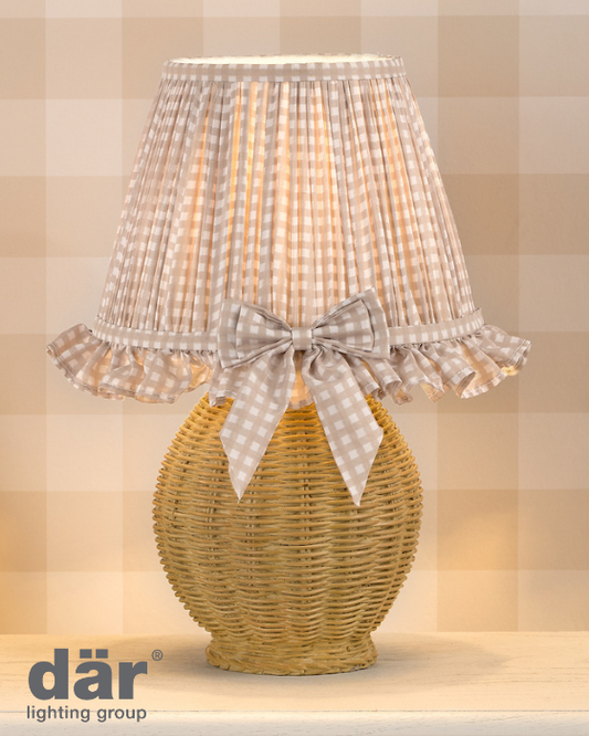 Dar Lighting Omer Matt Taupe & Antique Brass Table Lamp With Shade