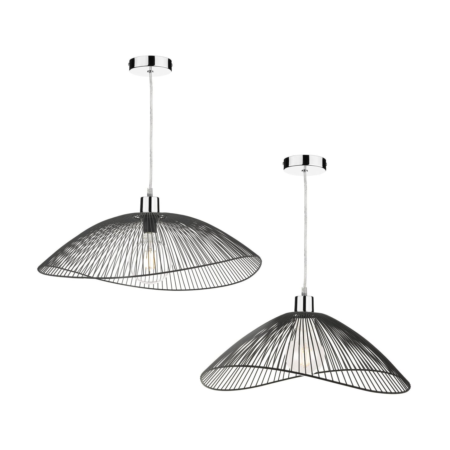 Dar Lighting Onza Black Easy Fit Wire Pendants (Twin Pack)