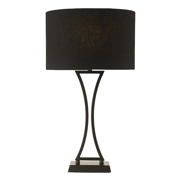 Dar Lighting Oporto Matt Black Table Lamp With Shade