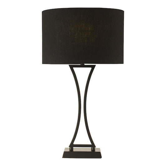Dar Lighting Oporto Matt Black Table Lamp With Shade