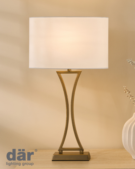 Dar Lighting Oporto Aged Brass Table Lamp With Shade