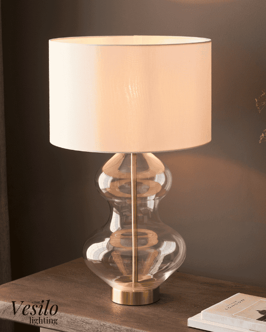 Vesilo Lighting Opulent Bright Nickel & Shaped Glass Touch Table Lamp