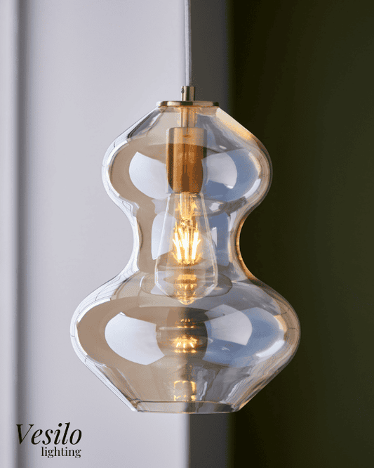 Vesilo Lighting Opulent Satin Brass & Shaped Glass Pendant
