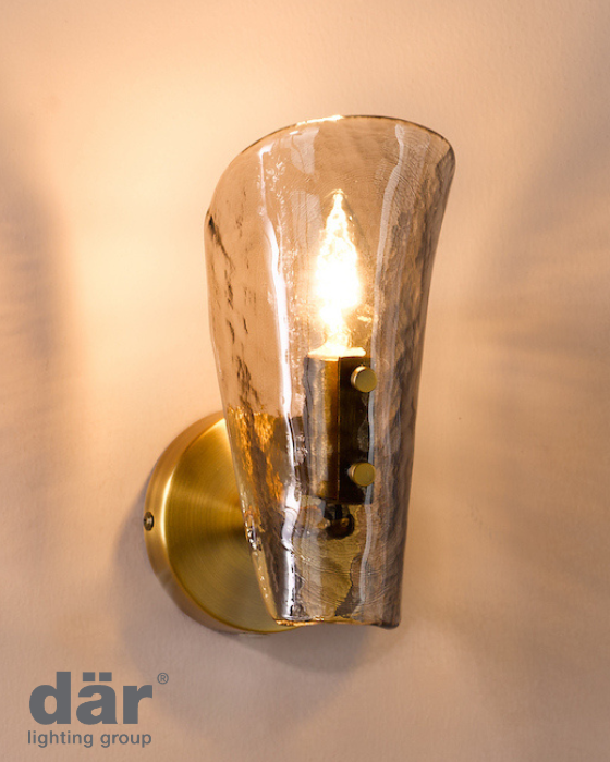 Dar Lighting Ordelle Adjustable Antique Bronze & Tea Smoked Glass Wall Light