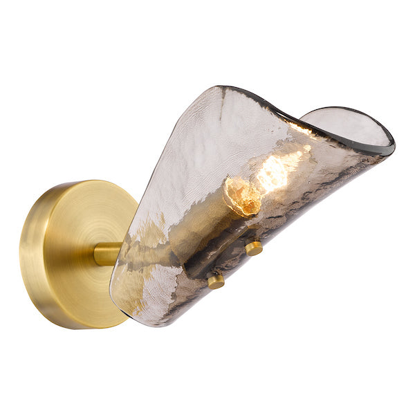 Dar Lighting Ordelle Adjustable Antique Bronze & Tea Smoked Glass Wall Light