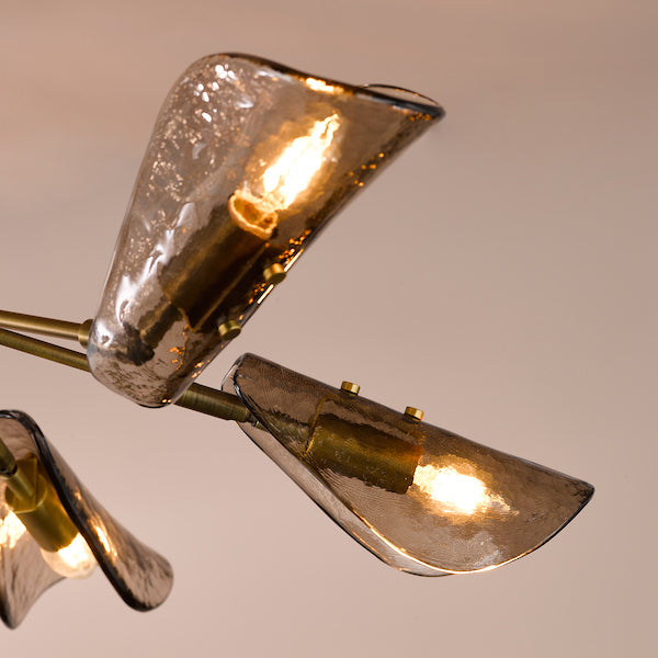 Dar Lighting Ordelle 6 Light Adjustable Antique Bronze & Tea Smoked Glass Semi Flush