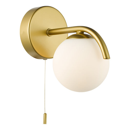 Dar Lighting Orlena Satin Gold & Opal Glass Wall Light