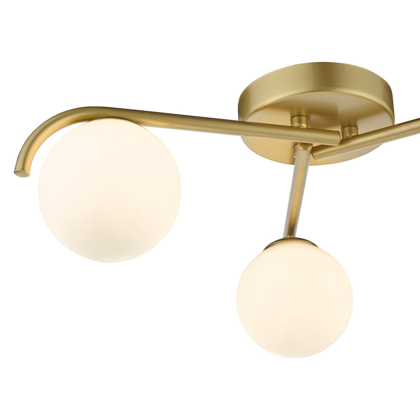 Dar Lighting Orlena 3 Light Satin Gold & Opal Glass Flush