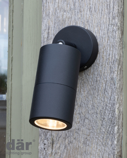 Dar Lighting Ortega Outdoor Matt Black IP65 Single Spotlight
