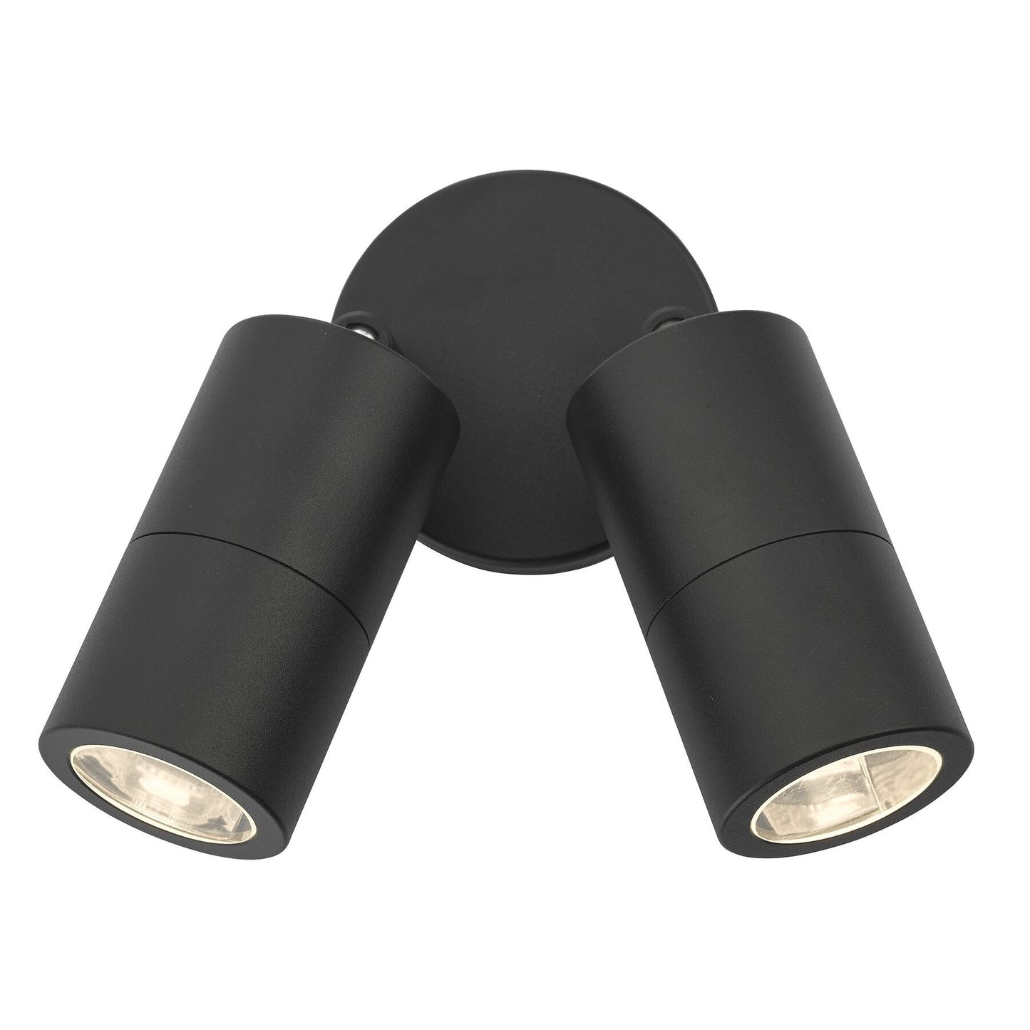 Dar Lighting Ortega Outdoor 2 Light Matt Black IP65 Wall Spotlight