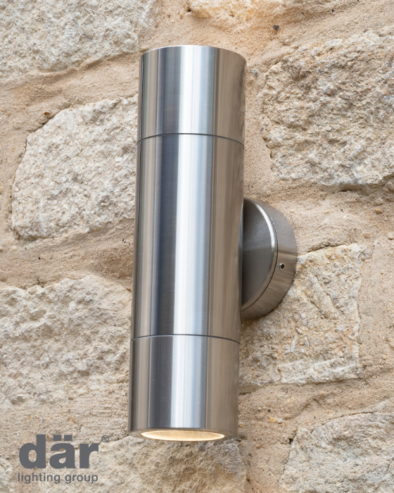 Dar Lighting Ortega Outdoor 2 Light Aluminium IP65 Wall Light