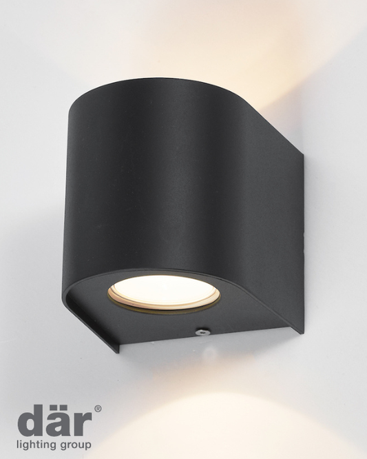 Dar Lighting Orville Outdoor 2 Light Matt Black LED IP44 Wall Light