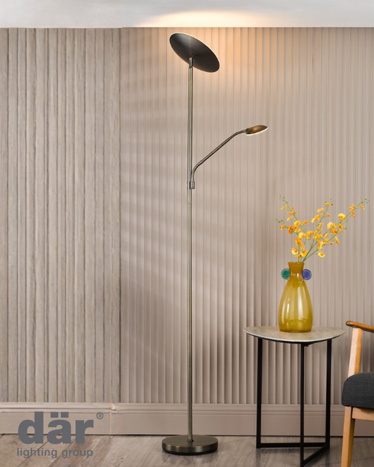 Dar Lighting Osbert Mother & Child Satin Bronze LED Floor Lamp