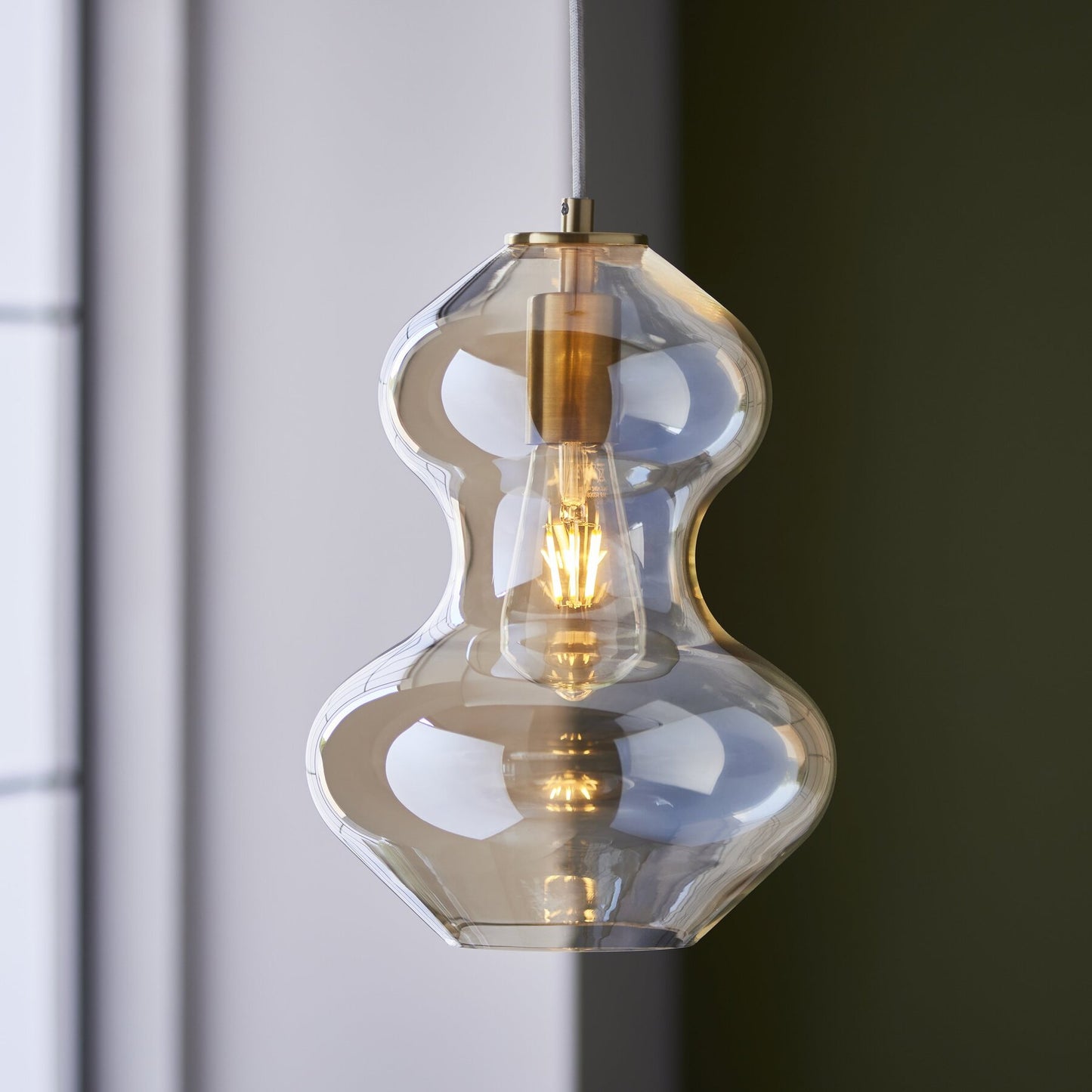 Vesilo Lighting Opulent Satin Brass & Shaped Glass Pendant