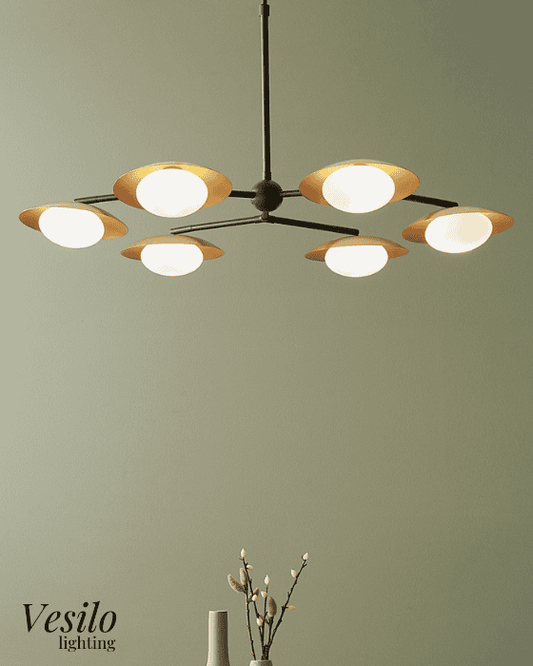 Vesilo Lighting Pebble Gold & Bronze Dish Pendant