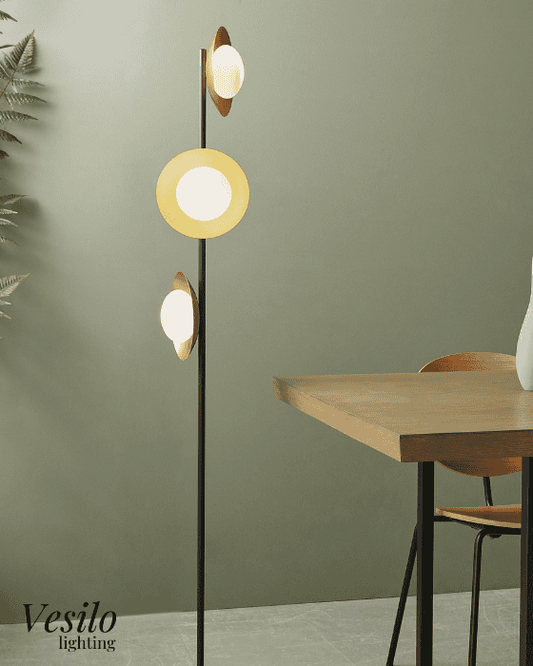 Vesilo Lighting Pebble Gold & Bronze Dish Floor Lamp