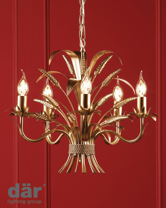 Dar Lighting Phaedra 5 Light Gold Pendant
