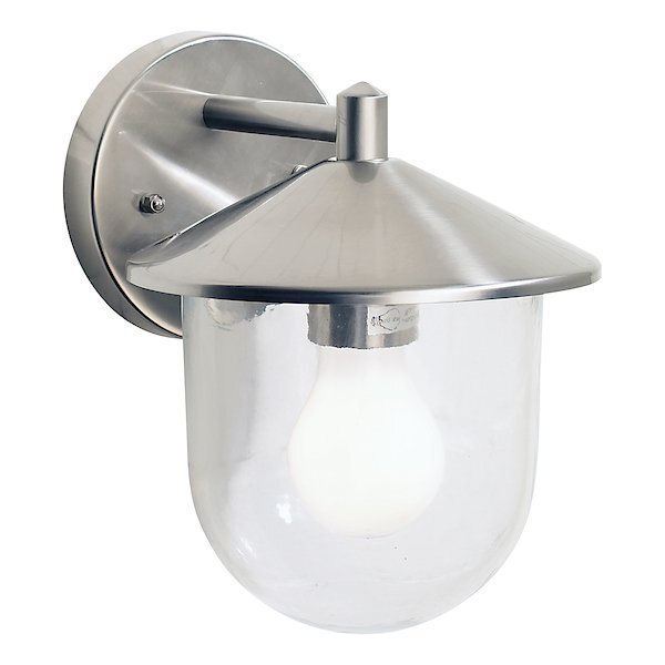 Dar Lighting Poole Outdoor IP44 Stainless Steel & Glass Wall Light