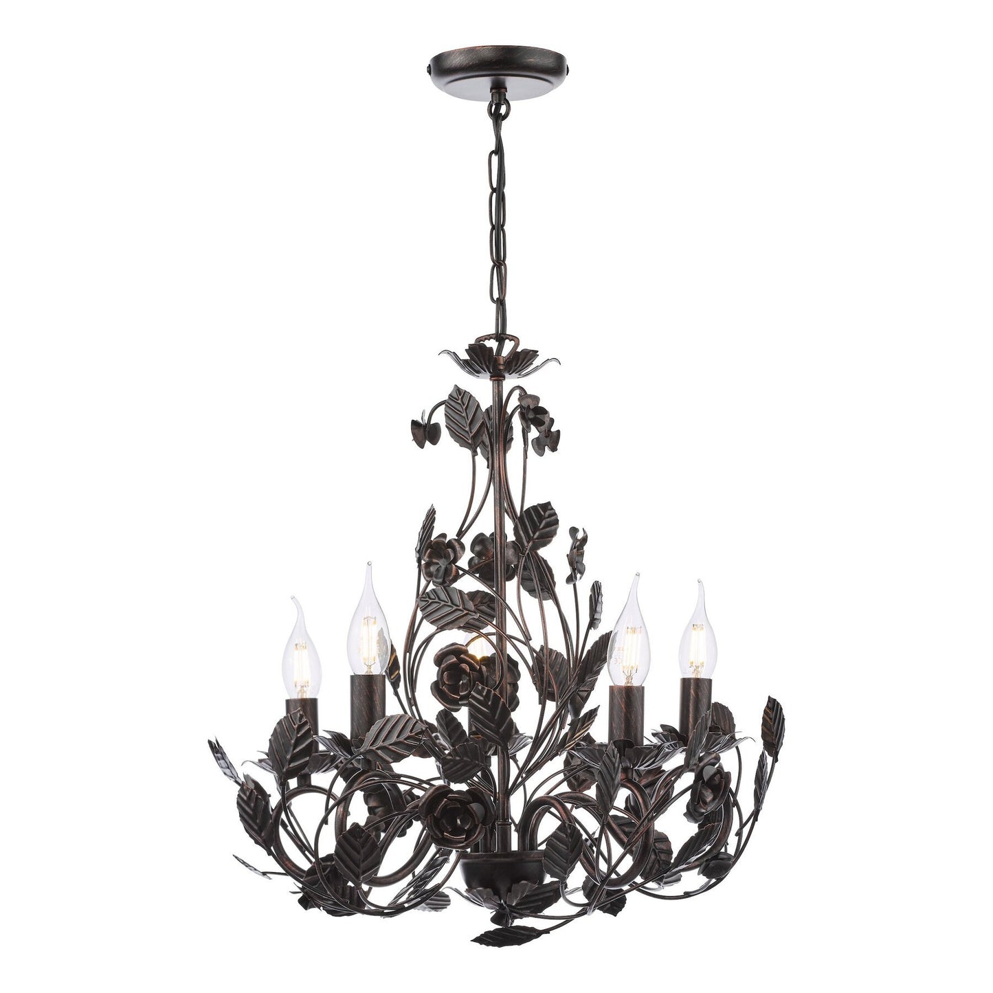 Dar Lighting Priscilla 5 Light Matt Black/Bronze Pendant Fitting Only
