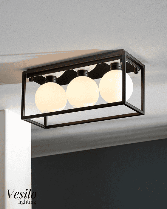 Vesilo Lighting Prizm Bathroom IP44 Angular Rectangle Framed Flush