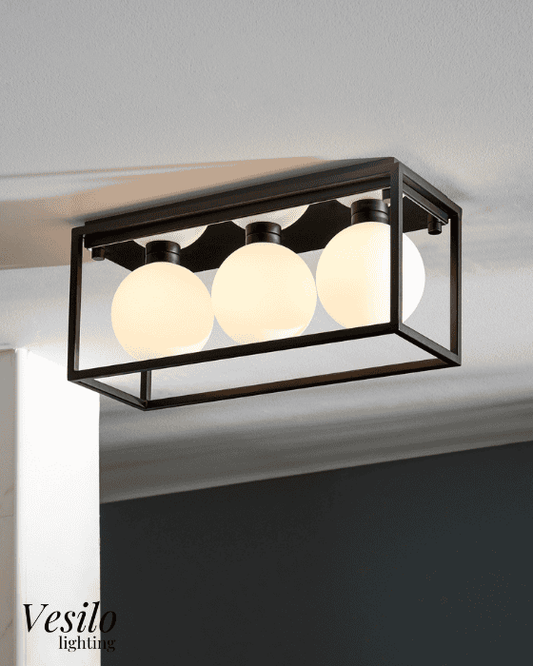 Vesilo Lighting Prizm Bathroom IP44 Angular Rectangle Framed Flush