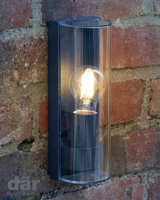 Dar Lighting Quenby Outdoor IP65 Matt Grey Acrylic Wall Light