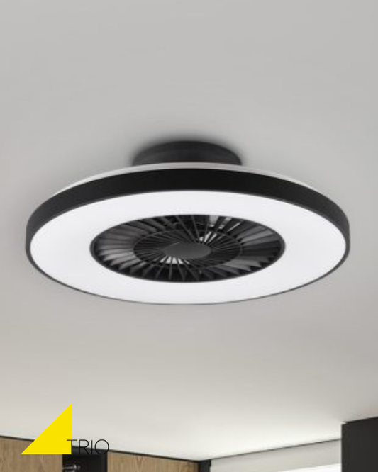 Trio Lighting Halmstad LED Black Ceiling Fan Light