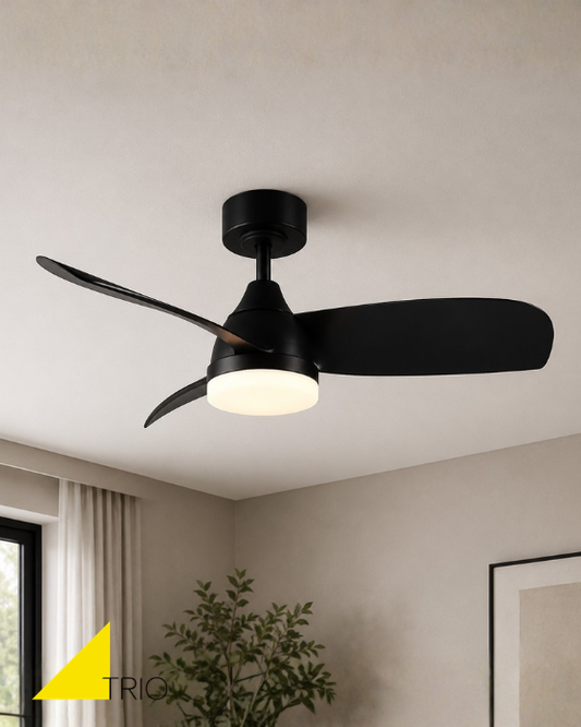 Trio Lighting Helsinki LED Black Ceiling Fan Light