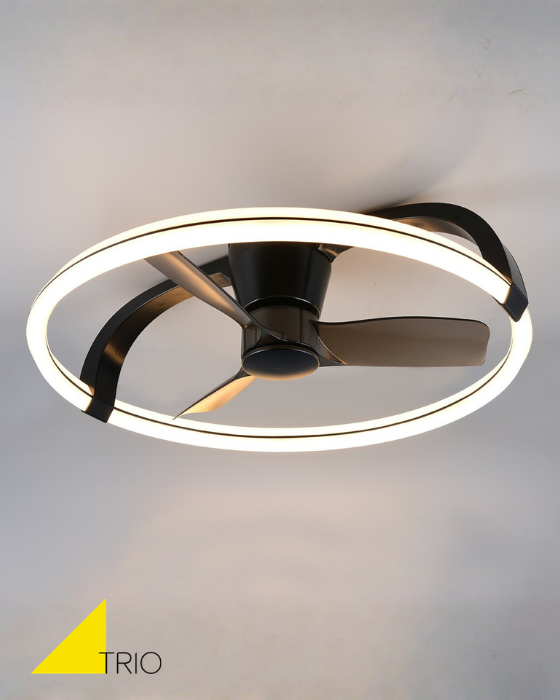 Trio Lighting Stockholm LED Black Ceiling Fan Light