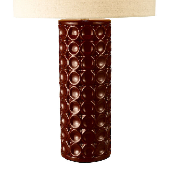 Dar Lighting Raja Red Ceramic & Antique Bronze Table Lamp With Shade