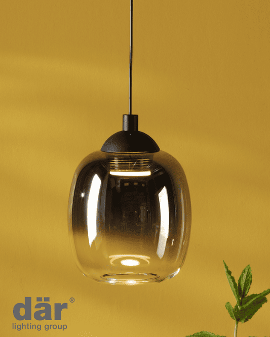 Dar Lighting Ramona Matt Black Ombre Glass LED Pendant/Wall Light