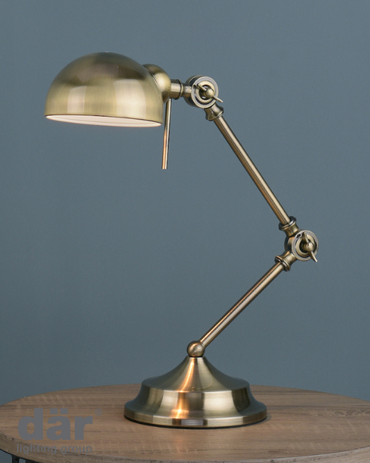 Dar Lighting Ranger Antique Brass Task Table Lamp