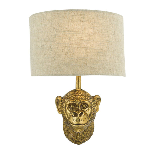 Dar Lighting Raul Monkey Gold Wall Light With Shade