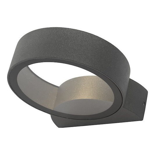 Dar Lighting Reon Outdoor IP65 LED Matt Grey & Glass Wall Light