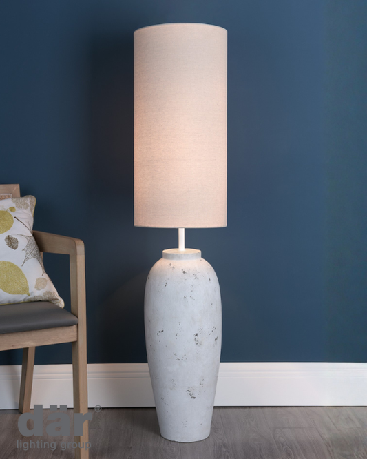 Dar Lighting Roetta White & Natural Floor Lamp With Shade