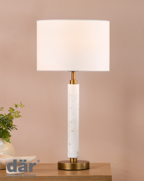 Dar Lighting Ruperta Antique Bronze & Marble Table Lamp With Shade