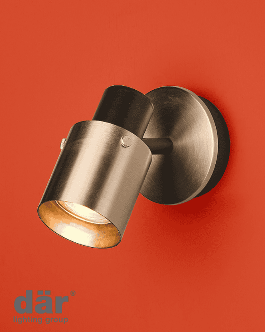 Dar Lighting Ryan Single Brushed Nickel & Matt Black Wall Spotlight