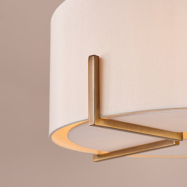 Dar Lighting Santino 3 Light Antique Bronze Pendant With Natural Linen Shade