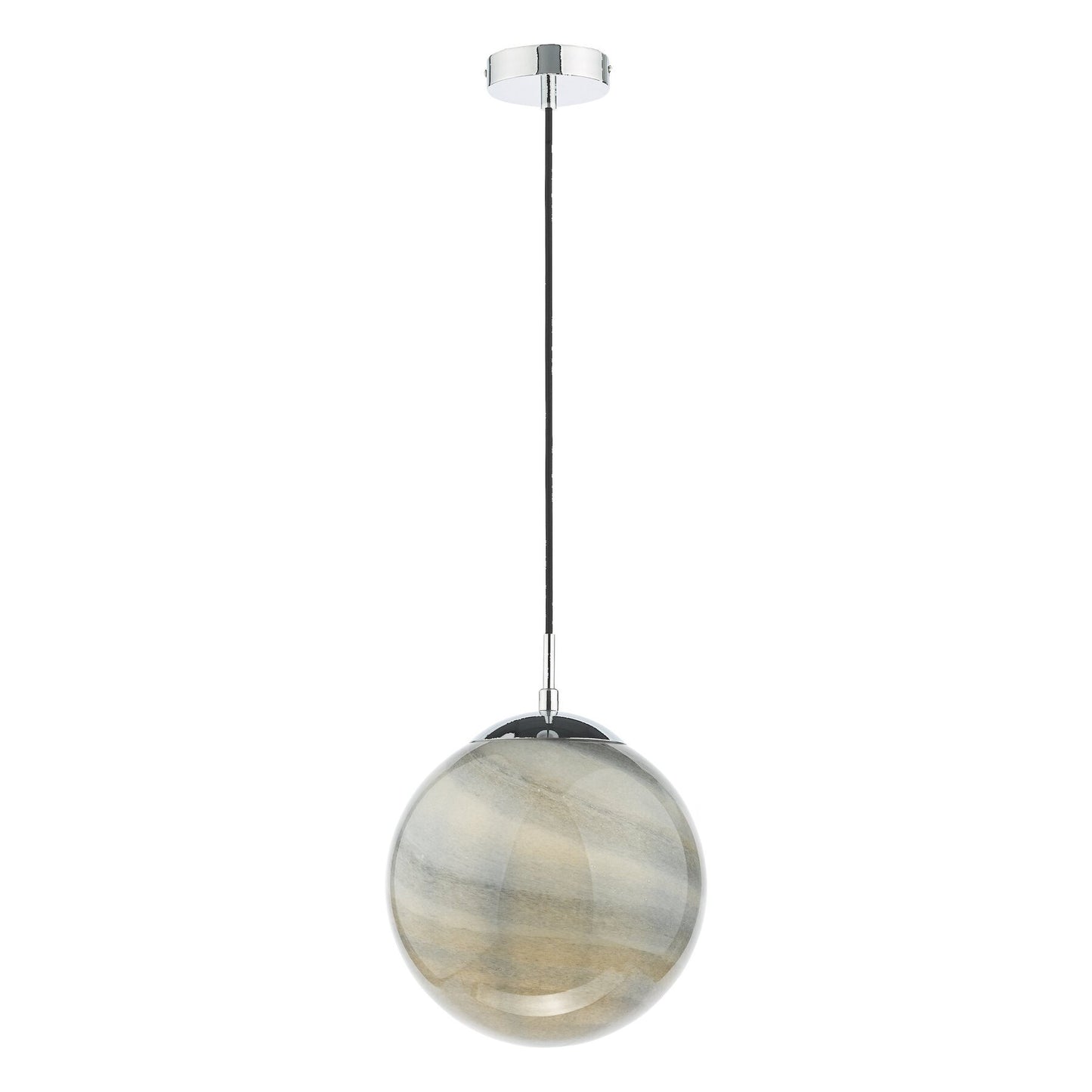Dar Lighting Saturn Planet Style Glass & Polished Chrome Pendant