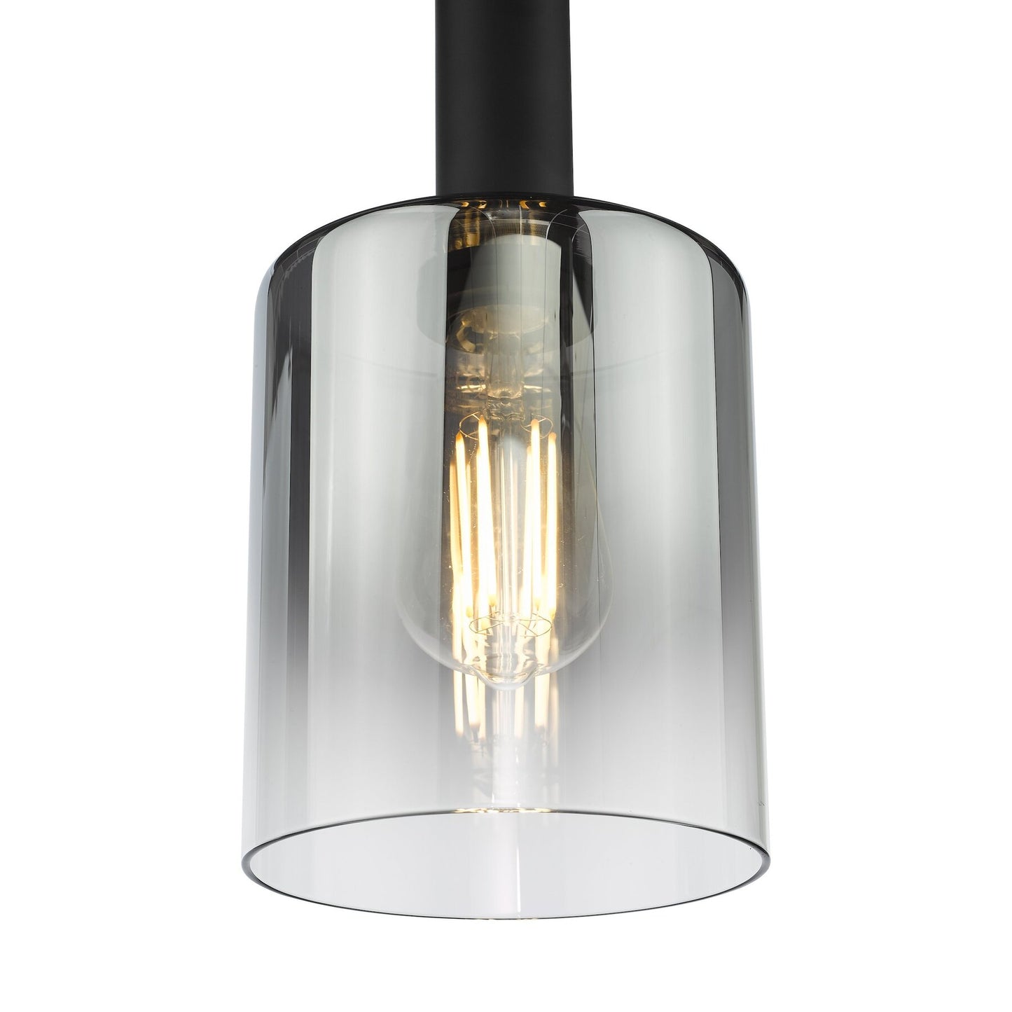 Dar Lighting Savannah Matt Black & Smoked Glass Pendant