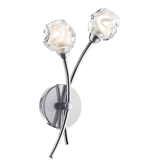Dar Lighting Seattle 2 Light Satin Chrome & Glass Wall Light