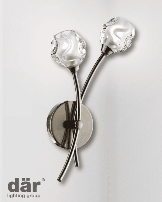 Dar Lighting Seattle 2 Light Antique Brass & Glass Wall Light
