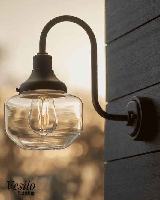 Vesilo Lighting Serpent Outdoor IP44 Black Swan Neck Wall Light