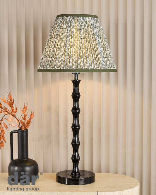 Dar Lighting Siyanda Black Table Lamp With Green Shade